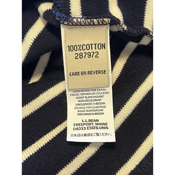 LL BEAN 3/4 SLEEVE BLUE CREAM STRIPE COTTON BOAT NECK SWEATER SIZE MEDIUM PETITE - Picture 9 of 13